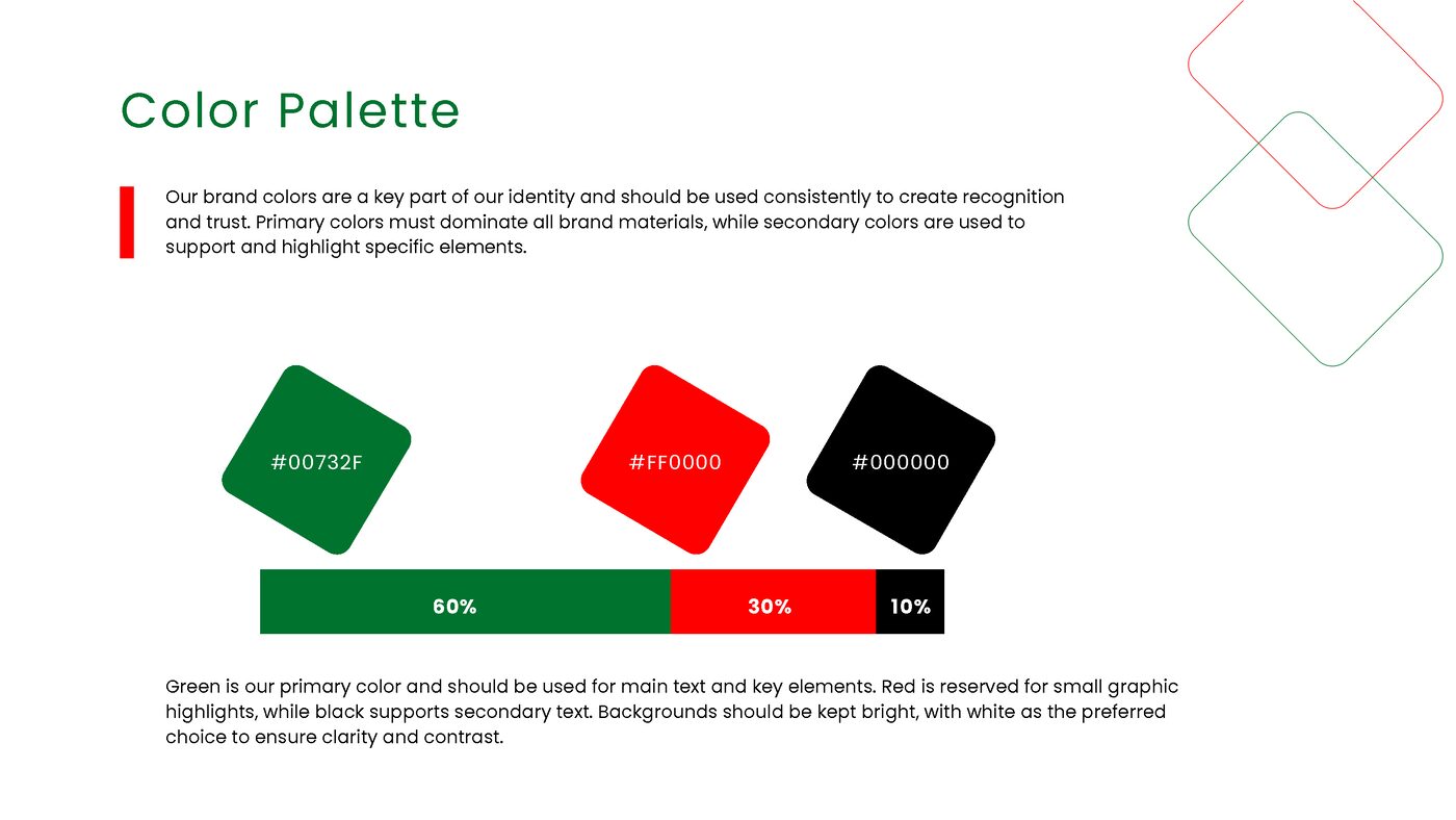 Tarheeb brand guideline page showing primary and secondary colour system