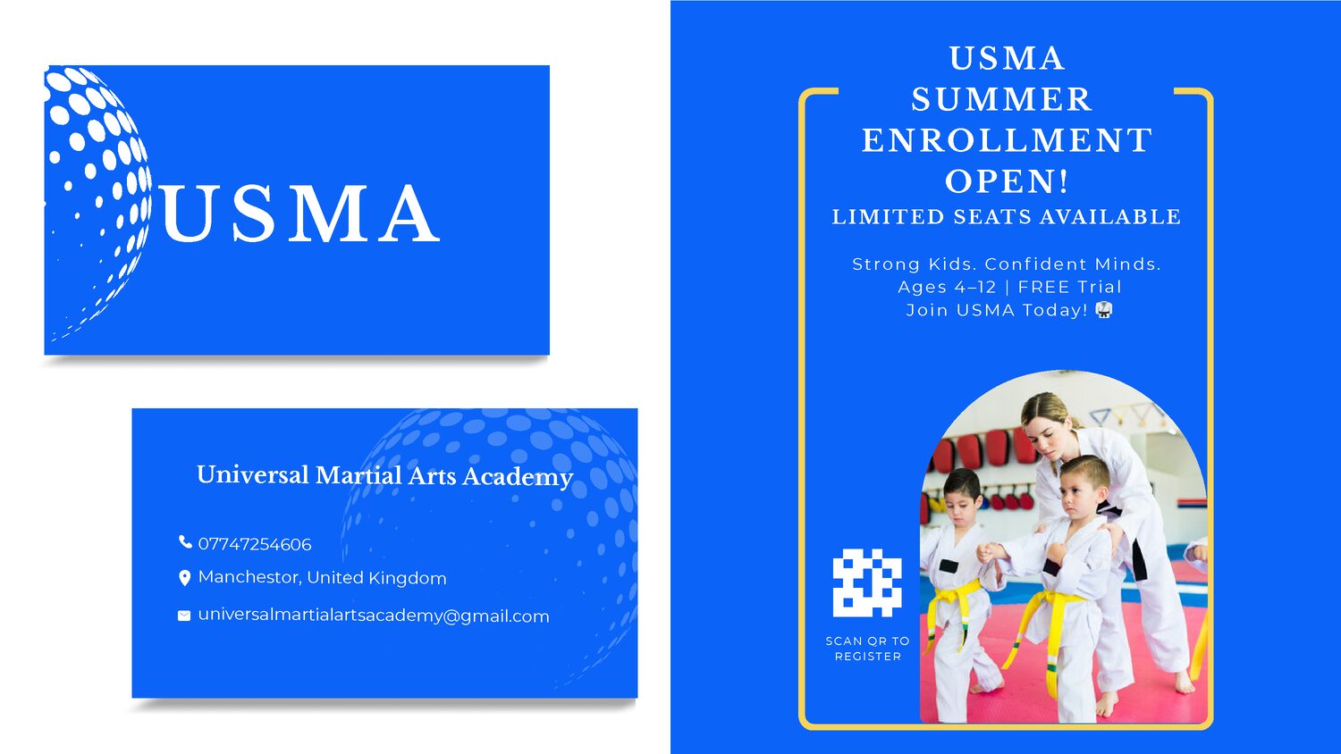 USMA business card and summer enrollment poster